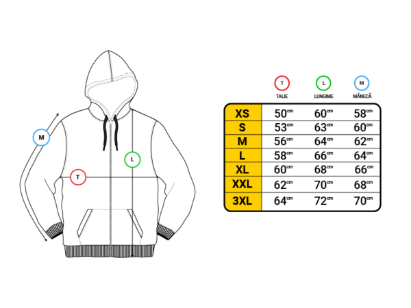 krckbrnd size chart zipper hoodie